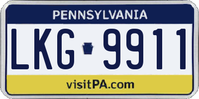 PA license plate LKG9911