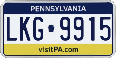 PA license plate LKG9915