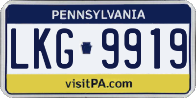 PA license plate LKG9919