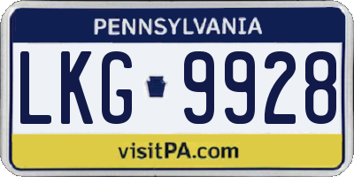 PA license plate LKG9928