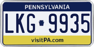 PA license plate LKG9935