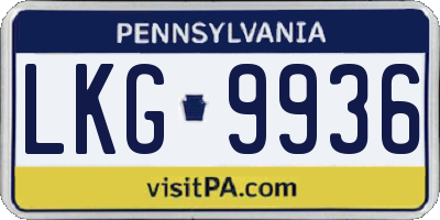 PA license plate LKG9936