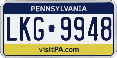 PA license plate LKG9948