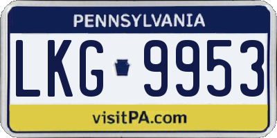 PA license plate LKG9953
