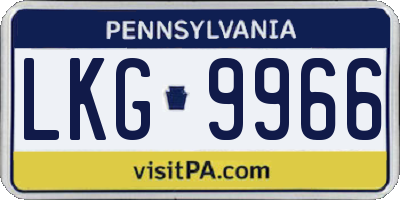PA license plate LKG9966