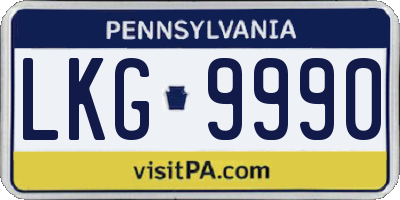 PA license plate LKG9990