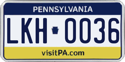 PA license plate LKH0036