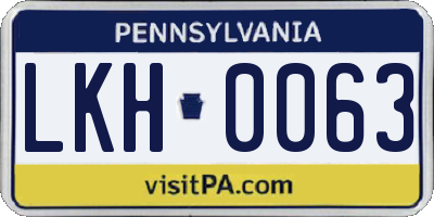 PA license plate LKH0063