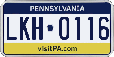 PA license plate LKH0116