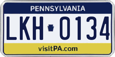 PA license plate LKH0134