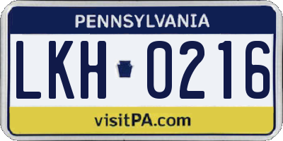 PA license plate LKH0216