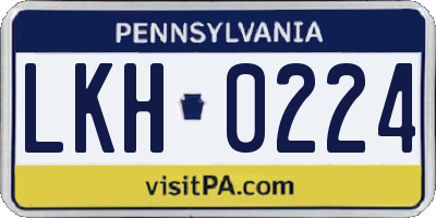 PA license plate LKH0224