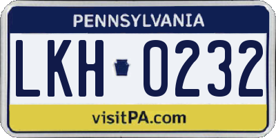 PA license plate LKH0232