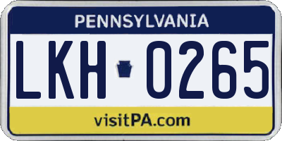 PA license plate LKH0265