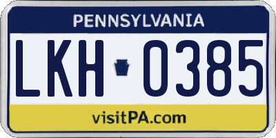 PA license plate LKH0385