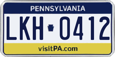 PA license plate LKH0412