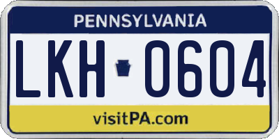 PA license plate LKH0604
