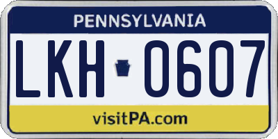 PA license plate LKH0607