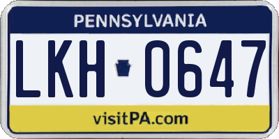 PA license plate LKH0647
