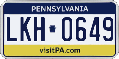 PA license plate LKH0649
