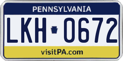 PA license plate LKH0672