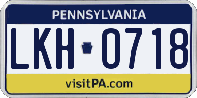 PA license plate LKH0718