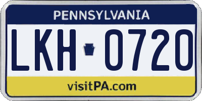 PA license plate LKH0720