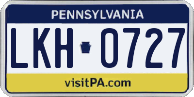 PA license plate LKH0727