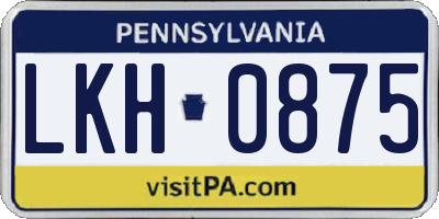 PA license plate LKH0875