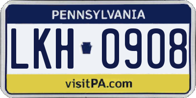 PA license plate LKH0908