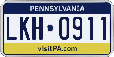 PA license plate LKH0911