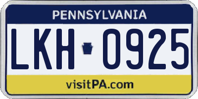 PA license plate LKH0925