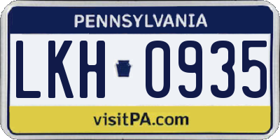 PA license plate LKH0935