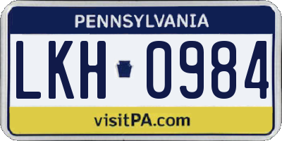 PA license plate LKH0984