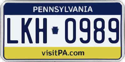 PA license plate LKH0989