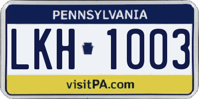 PA license plate LKH1003