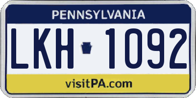 PA license plate LKH1092