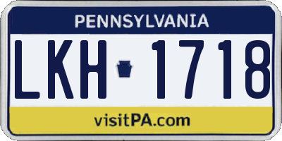 PA license plate LKH1718