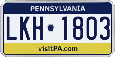 PA license plate LKH1803