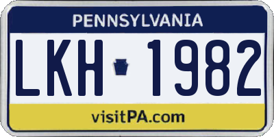 PA license plate LKH1982