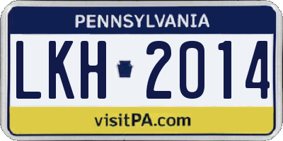 PA license plate LKH2014