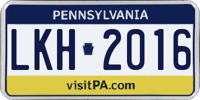PA license plate LKH2016
