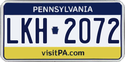 PA license plate LKH2072