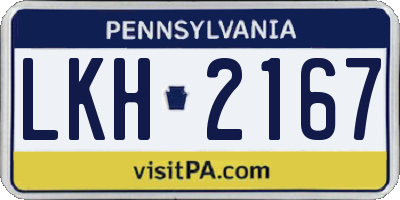 PA license plate LKH2167