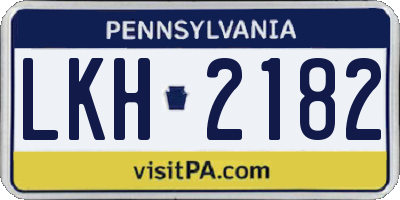 PA license plate LKH2182