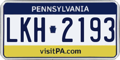 PA license plate LKH2193