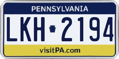 PA license plate LKH2194