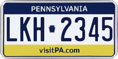 PA license plate LKH2345
