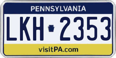 PA license plate LKH2353