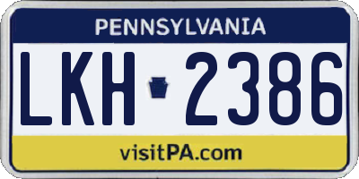 PA license plate LKH2386
